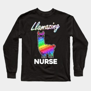 Llama T Shirt Llamazing Nurse Medical Rainbow Cool Art Gifts Long Sleeve T-Shirt